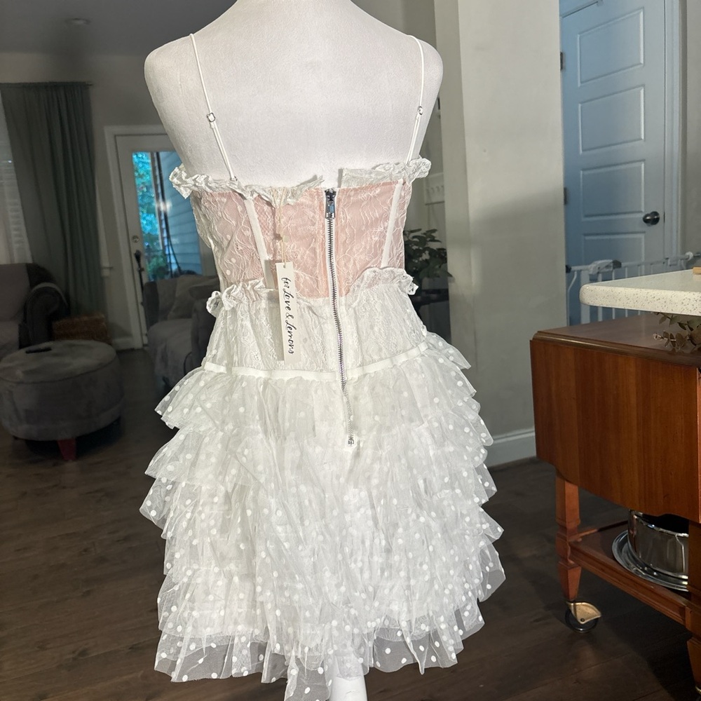 For Love And Lemons White and sheer corset Ruffle Dress - Picture 5 of 5